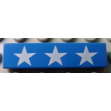Part 2431px6 Blue Tile 1 x 4 with 3 White Stars Pattern 